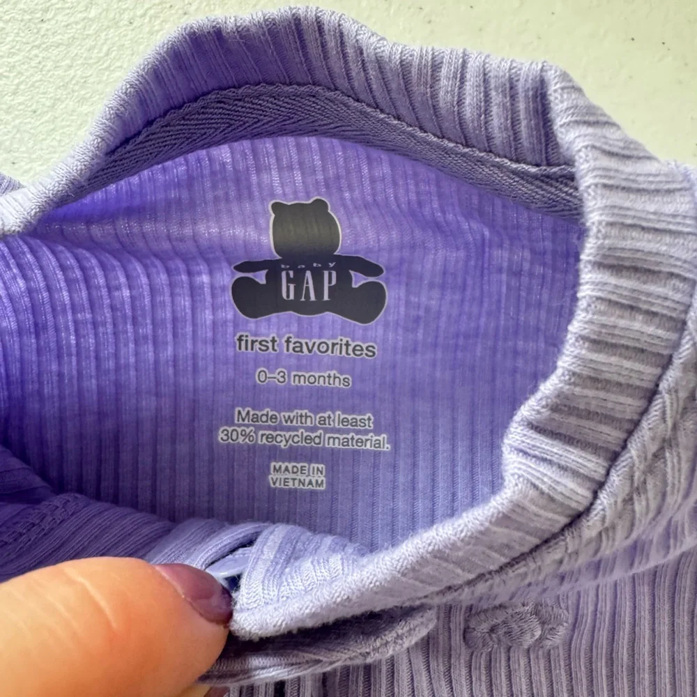 GAP Baby First Favorites‎ Footed One-Piece Warm Violet Ribbed NWT 0-3M Zipper